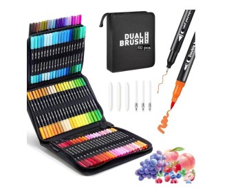 Μαρκαδόροι διπλής μύτης σετ 60τμχ.