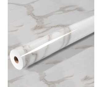 Αυτοκόλλητο διακοσμητικό ρολό με όψη λευκό- μπεζ μάρμαρο 60x300εκ.
