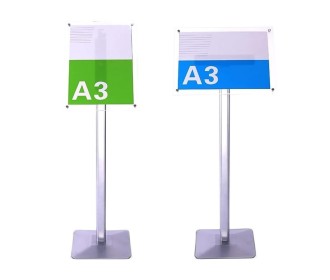 Σταντ παρουσίασης επιδαπέδιο αλουμινίου ασημί A3 Υ120x47x34εκ.