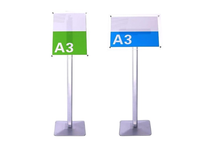 Σταντ παρουσίασης επιδαπέδιο αλουμινίου ασημί A3 Υ120x47x34εκ.