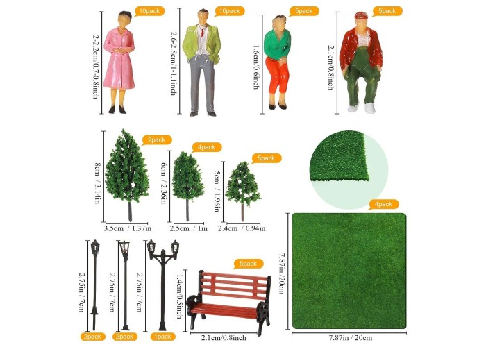 Φιγούρες δεντράκια μακέτας πλαστικά σετ 55τμχ.