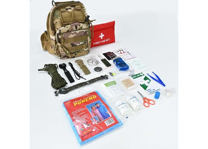Σακίδιο επιβίωσης με εξοπλισμό και φαρμακείο πρώτων βοηθειών σετ 40τμχ. Σακίδιο επιβίωσης με εξοπλισμό και φαρμακείο πρώτων βοηθειών σετ 40τμχ.