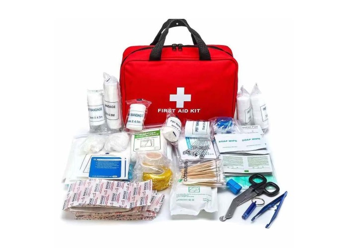 Φαρμακείο πρώτων βοηθειών υφασμάτινο κόκκινο σετ 152τμχ.