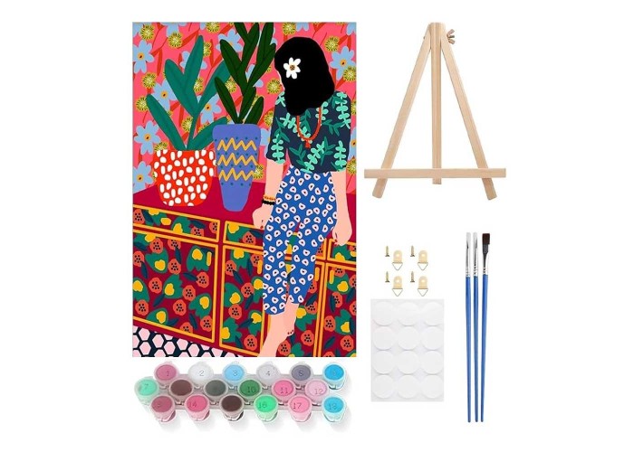 Ζωγραφική με αριθμούς σε καμβά γυναίκες 20x30εκ. σετ 4τμχ.