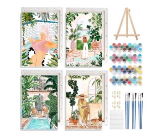 Ζωγραφική με αριθμούς σε καμβά κήπος 20x30εκ. σετ 4τμχ.