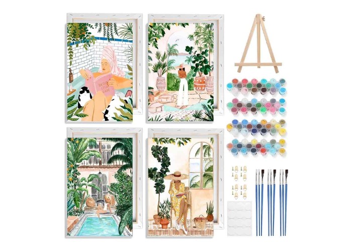 Ζωγραφική με αριθμούς σε καμβά κήπος 20x30εκ. σετ 4τμχ.