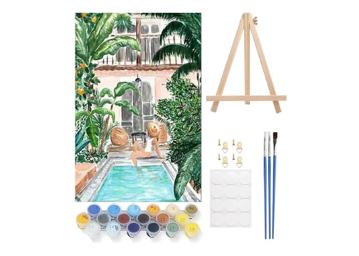 Ζωγραφική με αριθμούς σε καμβά κήπος 20x30εκ. σετ 4τμχ.