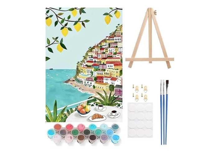 Ζωγραφική με αριθμούς σε καμβά τοπία 20x30εκ. σετ 4τμχ.