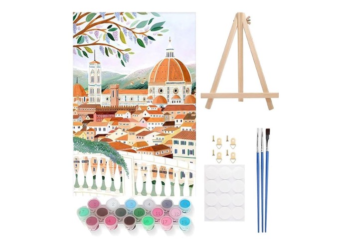 Ζωγραφική με αριθμούς σε καμβά τοπία 20x30εκ. σετ 4τμχ.