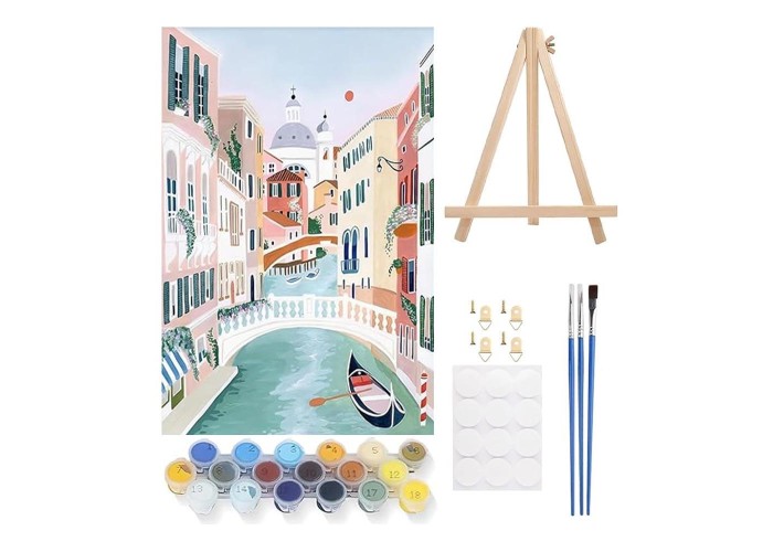 Ζωγραφική με αριθμούς σε καμβά τοπία 20x30εκ. σετ 4τμχ.