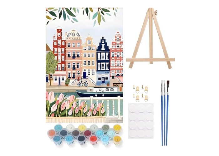 Ζωγραφική με αριθμούς σε καμβά τοπία 20x30εκ. σετ 4τμχ.