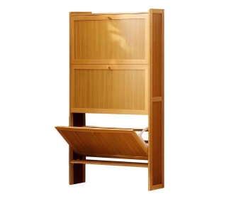 Παπουτσοθήκη με 3 πόρτες Nextdeco μπαμπού Υ120x50x17εκ. μικρή