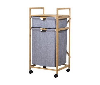 Καλάθι απλύτων διπλό Nextdeco μπαμπού Υ85x42x34εκ.