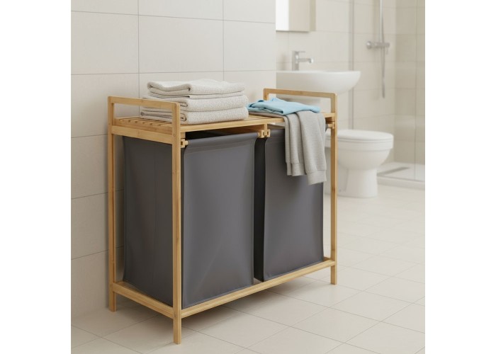 Καλάθι απλύτων διπλό Nextdeco μπαμπού Υ70x67x36.5εκ. Καλάθι απλύτων διπλό Nextdeco μπαμπού Υ70x67x36.5εκ.