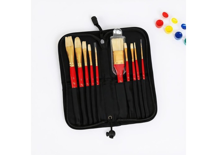 Πινέλα ζωγραφικής μακριά λαβή σετ 10 τεμαχίων σε θήκη Πινέλα ζωγραφικής μακριά λαβή σετ 10 τεμαχίων σε θήκη