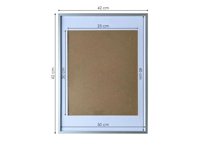 Κορνίζα τοίχου μεταλλική ασημί με ακρυλικό τζάμι 40x30εκ.