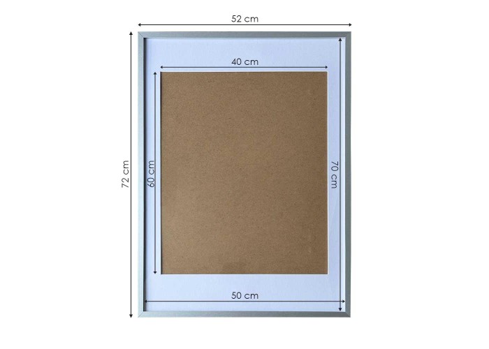 Κορνίζα τοίχου μεταλλική ασημί με ακρυλικό τζάμι 70x50εκ.