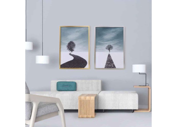 Κορνίζα τοίχου μεταλλική ασημί με ακρυλικό τζάμι 70x50εκ.