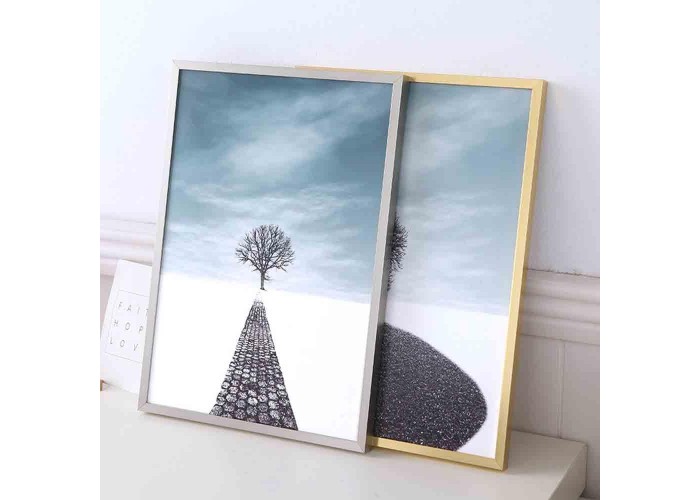 Κορνίζα τοίχου μεταλλική ασημί με ακρυλικό τζάμι 70x50εκ.