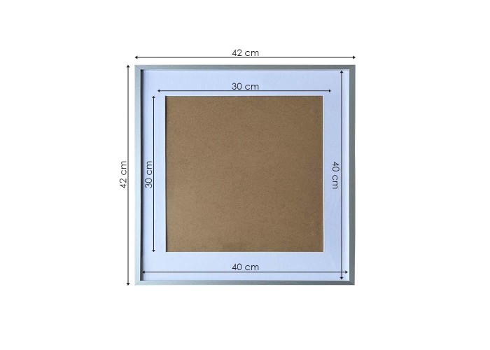 Κορνίζα τοίχου μεταλλική ασημί με ακρυλικό τζάμι 40x40εκ.