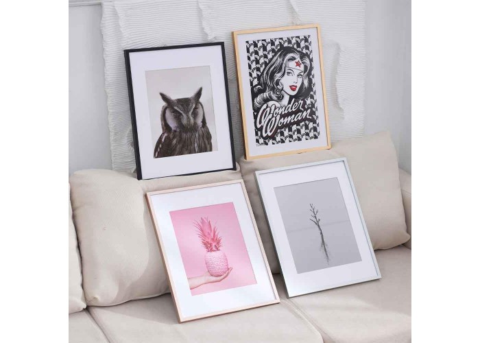 Κορνίζα τοίχου μεταλλική ροζ-χρυσή με ακρυλικό τζάμι 40x30εκ.