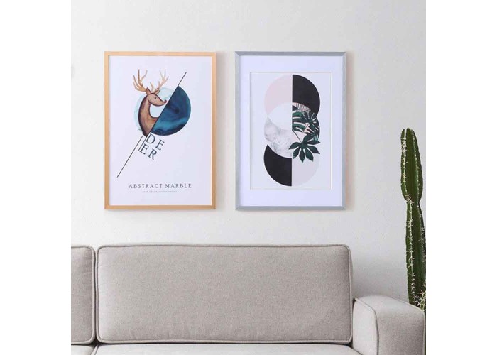 Κορνίζα τοίχου μεταλλική ροζ-χρυσή με ακρυλικό τζάμι 60x40εκ.