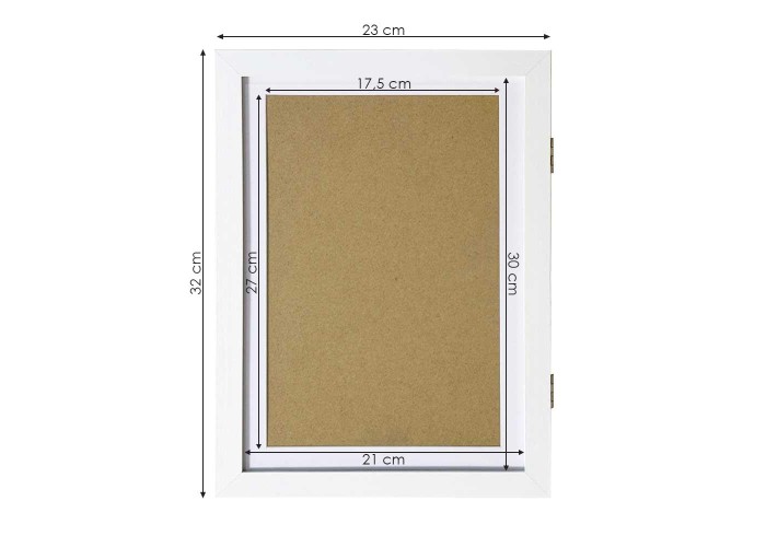 Κορνίζα για παιδικές ζωγραφιές Α4, με χώρο αποθήκευσης λευκή Υ30×21εκ.