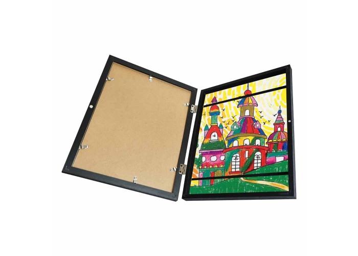 Κορνίζα για παιδικές ζωγραφιές Α4 με χώρο αποθήκευσης, μαύρη Υ30×21εκ.