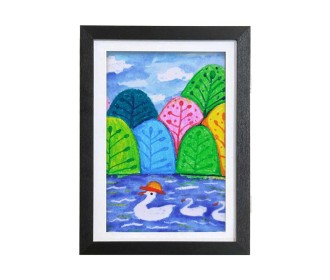 Κορνίζα για παιδικές ζωγραφιές Α4 με χώρο αποθήκευσης, μαύρη Υ30×21εκ.