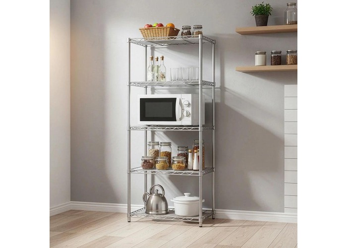 Ραφιέρα μεταλλική Nextdeco 5 επίπεδα ρυθμιζόμενη ασήμι Υ150×55×30εκ. Ραφιέρα μεταλλική Nextdeco 5 επίπεδα ρυθμιζόμενη ασήμι Υ150×55×30εκ.