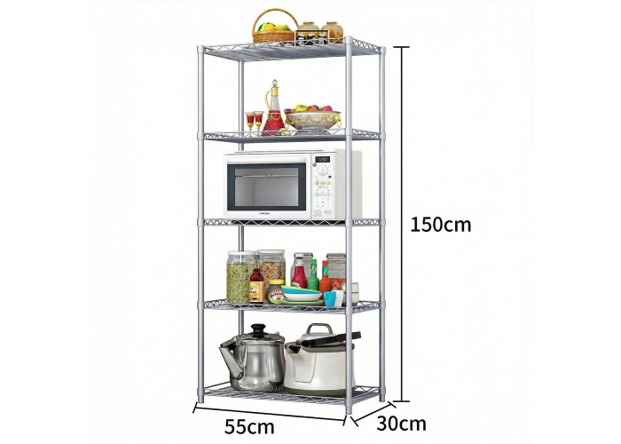 Ραφιέρα μεταλλική Nextdeco 5 επίπεδα ρυθμιζόμενη ασήμι Υ150×55×30εκ. Ραφιέρα μεταλλική Nextdeco 5 επίπεδα ρυθμιζόμενη ασήμι Υ150×55×30εκ.