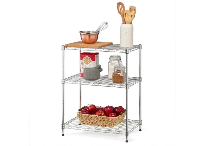 Ραφιέρα μεταλλική Nextdeco 3 επίπεδα ρυθμιζόμενη ασημί Υ80×45×30εκ. Ραφιέρα μεταλλική Nextdeco 3 επίπεδα ρυθμιζόμενη ασημί Υ80×45×30εκ.