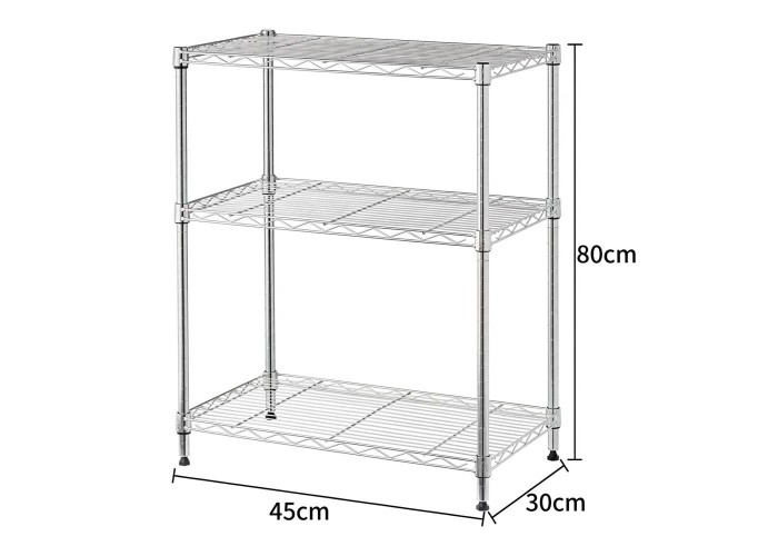 Ραφιέρα μεταλλική Nextdeco 3 επίπεδα ρυθμιζόμενη ασημί Υ80×45×30εκ. Ραφιέρα μεταλλική Nextdeco 3 επίπεδα ρυθμιζόμενη ασημί Υ80×45×30εκ.