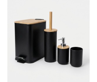 Σετ αξεσουάρ μπάνιου Nextdeco μαύρο μπαμπού 4 τεμαχίων