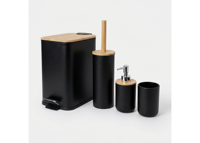Σετ αξεσουάρ μπάνιου Nextdeco μαύρο μπαμπού 4 τεμαχίων Σετ αξεσουάρ μπάνιου Nextdeco μαύρο μπαμπού 4 τεμαχίων
