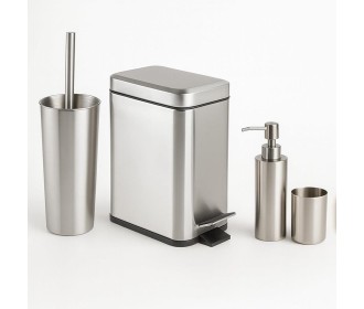 Σετ αξεσουάρ μπάνιου Nextdeco ανοξείδωτο ατσάλι ασημί 4 τεμαχίων