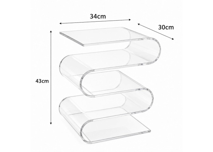 Τραπεζάκι - Κομοδίνο Nextdeco S Shape ακρυλικό διάφανο Υ43x34x30εκ. Τραπεζάκι - Κομοδίνο Nextdeco S Shape ακρυλικό διάφανο Υ43x34x30εκ.