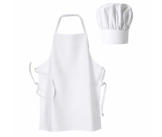 Σετ μάγειρα ποδιά και σκούφος polyester λευκή