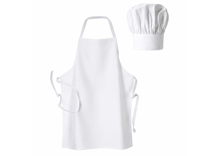 Σετ μάγειρα ποδιά και σκούφος polyester λευκή Σετ μάγειρα ποδιά και σκούφος polyester λευκή