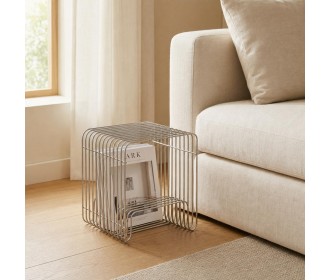 Βοηθητικό τραπέζι Nextdeco μεταλλικό ασημί 32x32xΥ43εκ. Βοηθητικό τραπέζι Nextdeco μεταλλικό ασημί 32x32xΥ43εκ.