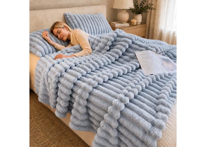 Κουβέρτα faux fur μπλε 150x200εκ. Κουβέρτα faux fur μπλε 150x200εκ.