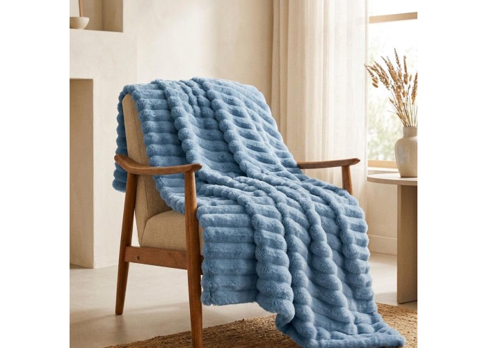 Κουβέρτα faux fur μπλε 150x200εκ. Κουβέρτα faux fur μπλε 150x200εκ.