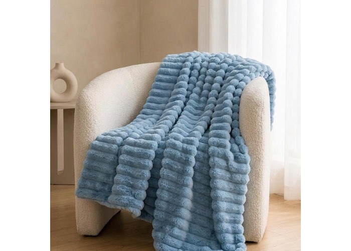 Κουβέρτα faux fur μπλε 150x200εκ. Κουβέρτα faux fur μπλε 150x200εκ.