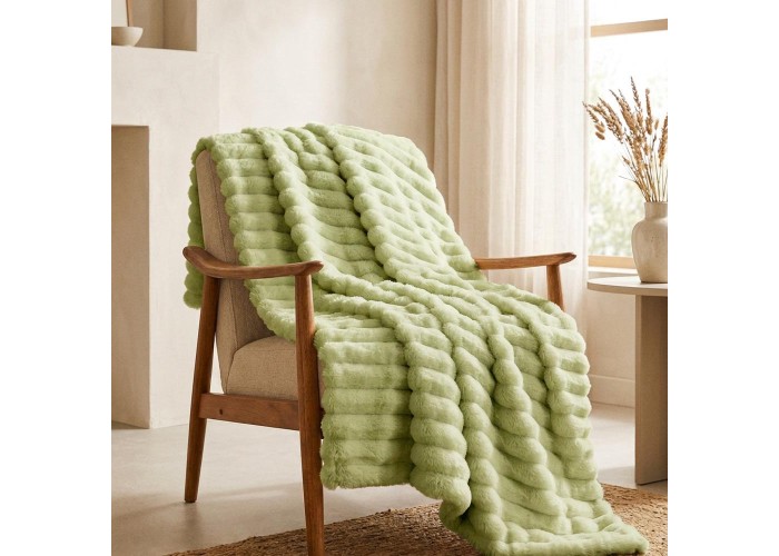 Κουβέρτα faux fur πράσινη 150x200εκ.