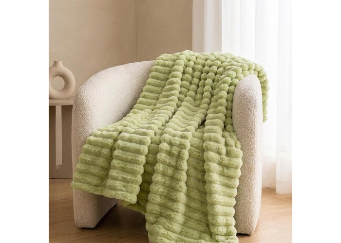 Κουβέρτα faux fur πράσινη 150x200εκ.
