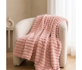 Κουβέρτα faux fur ροζ 150x200εκ.