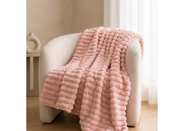 Κουβέρτα faux fur ροζ 150x200εκ.