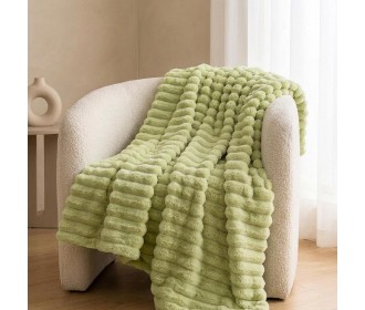 Κουβέρτα faux fur πράσινη 200x230εκ.