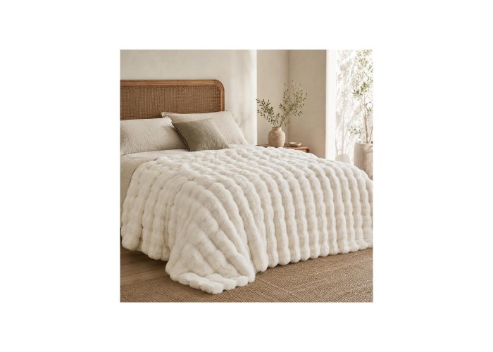 Κουβέρτα faux fur λευκό 160x200εκ.