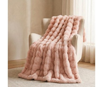 Κουβέρτα faux fur ροζ 160x200εκ.